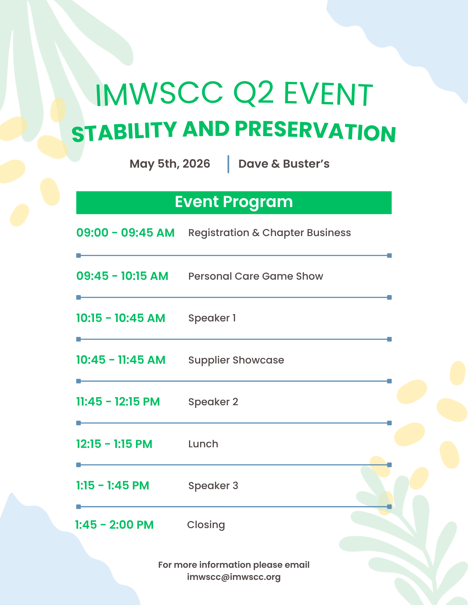 Blue and Green Minimalist Nature Retreat Event Schedule Flyer